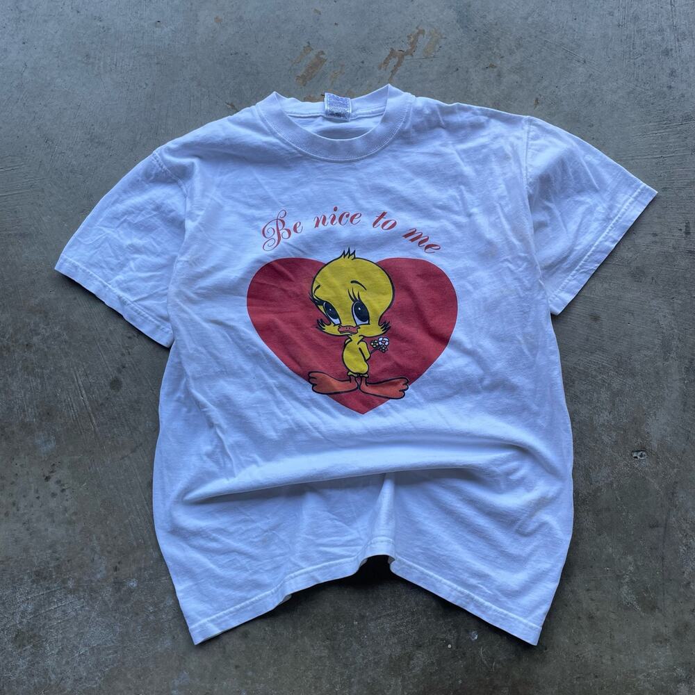 Graphic Tweety Heart Short Sleeve Tee - White
